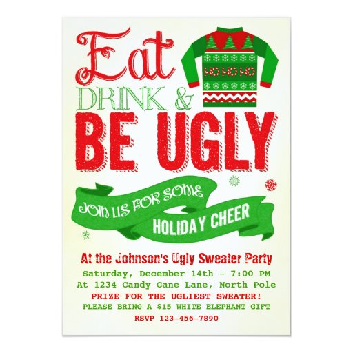 Ugly Holiday Sweater Invitations 9