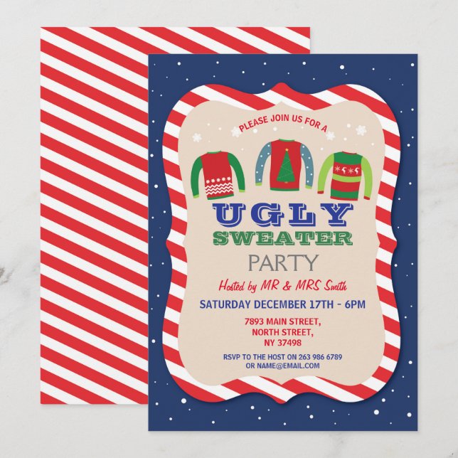 Ugly Sweater Christmas Party Holidays Jumper Invitation (Front/Back)