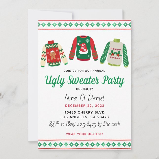 Ugly Sweater Christmas Party Invitation (Front)