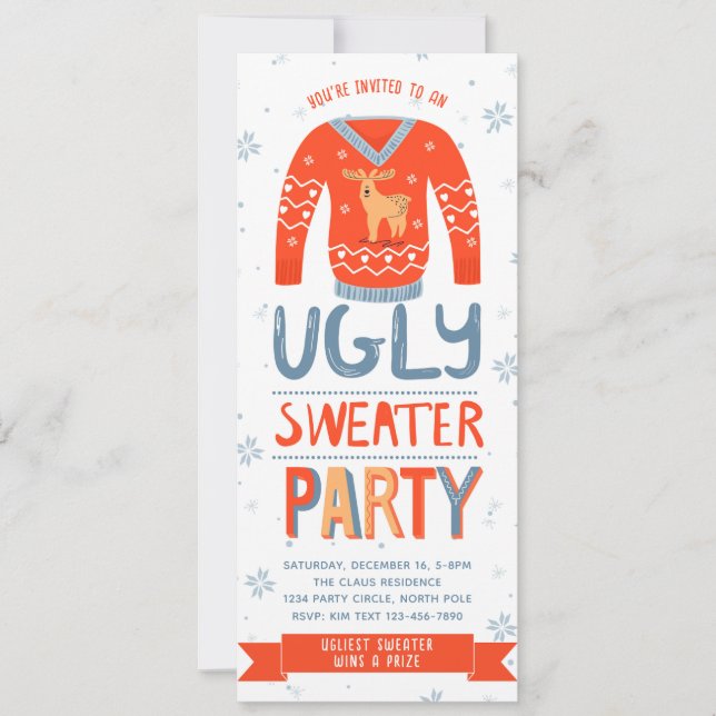 Ugly Sweater Christmas Party Invitation  (Front)