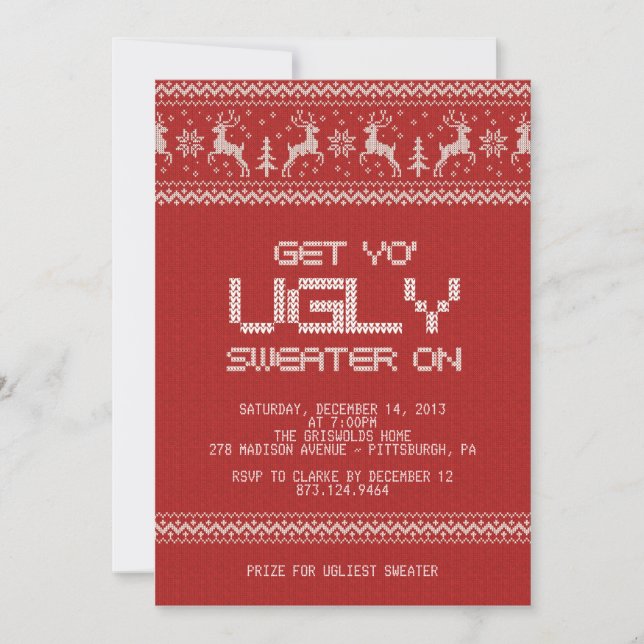 ugly sweater christmas party invitation (Front)
