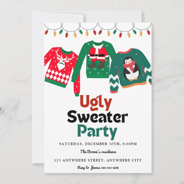 Ugly Sweater Christmas Party Invitation (Front)
