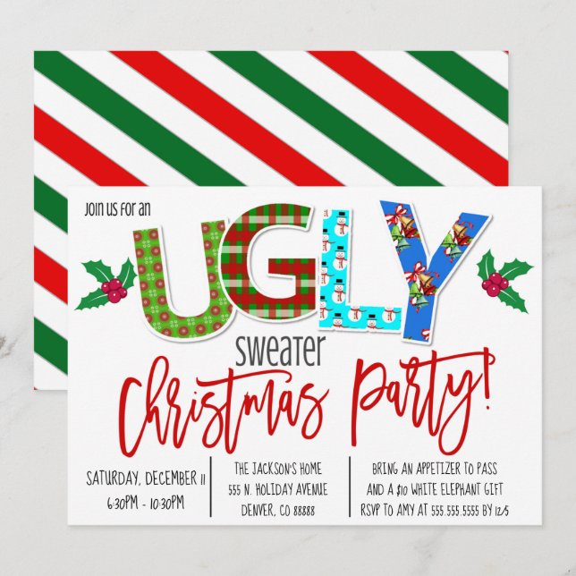 Ugly Sweater Christmas Party Invitation (Front/Back)