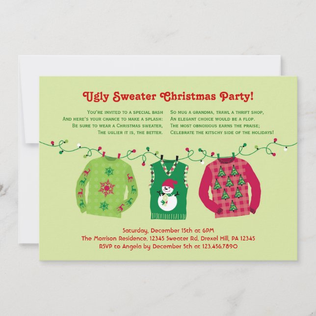 Ugly Sweater Christmas Party Invitation (Front)
