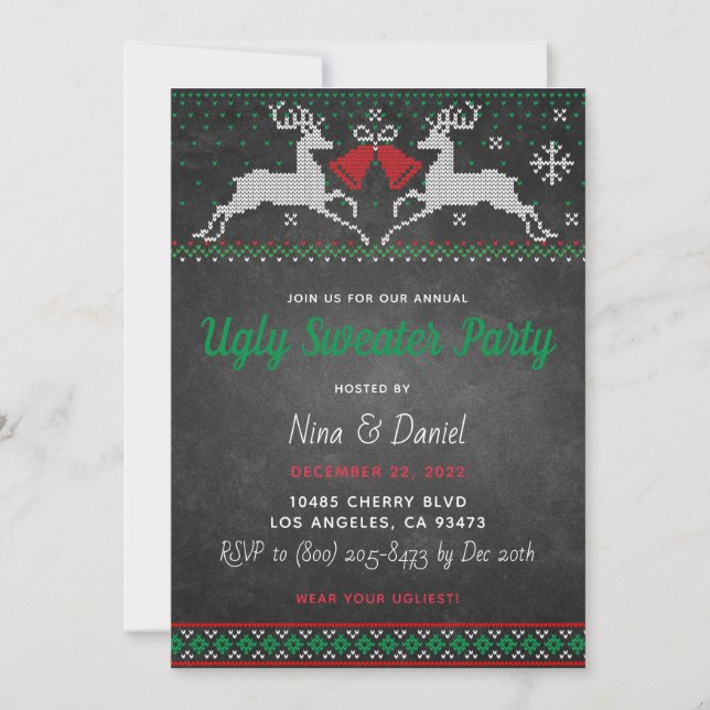 Ugly Sweater Christmas Party Invitation (Front)