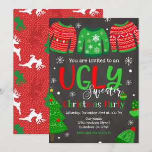 Ugly Sweater Christmas Party Invitation Chalkboard