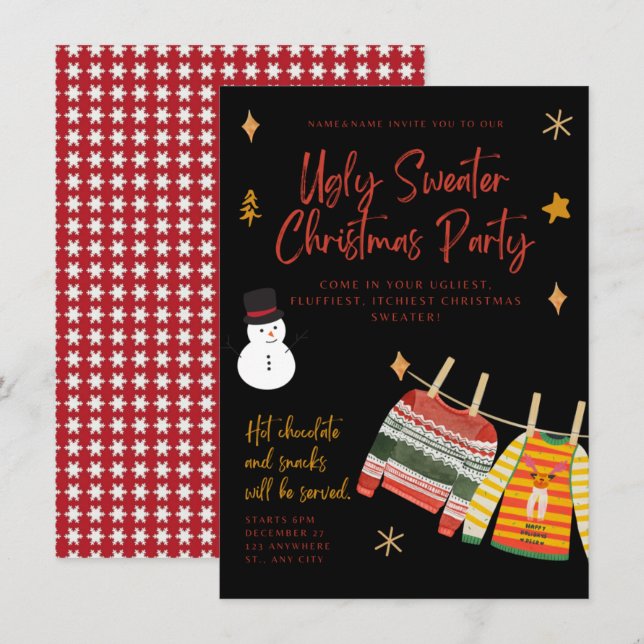 Ugly Sweater Christmas Party Invitations (Front/Back)