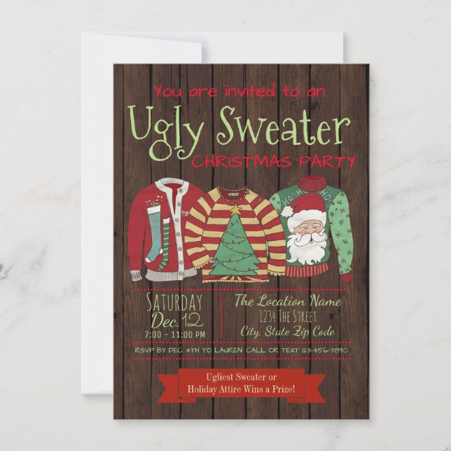 Ugly Sweater Christmas Party Invitations (Front)