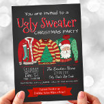 Ugly Sweater Christmas Party Invitations<br><div class="desc">Ugly sweater Christmas party invitation with three very ugly sweaters on a chalkboard and snowflake background. You can easily customize these fun ugly sweater Christmas party invitations for your event by simply adding your details in the font style and color you prefer.</div>