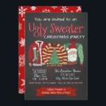 Ugly Sweater Christmas Party Invitations<br><div class="desc">Ugly sweater Christmas party invitation with three very ugly sweaters on a chalkboard and snowflake background. You can easily customize these fun ugly sweater Christmas party invitations for your event by simply adding your details in the font style and colour you prefer.</div>