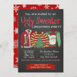 Ugly Sweater Christmas Party Invitations<br><div class="desc">Ugly sweater Christmas party invitation with three very ugly sweaters on a chalkboard and snowflake background. You can easily customize these fun ugly sweater Christmas party invitations for your event by simply adding your details in the font style and colour you prefer.</div>