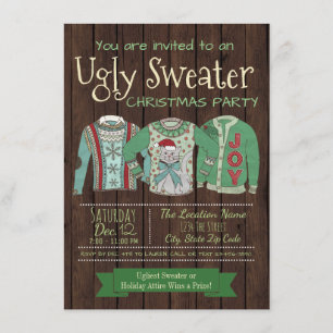 Ugly Sweater Christmas Party Invitations Rustic