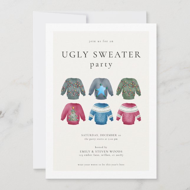 Ugly Sweater Christmas Party Invite (Front)