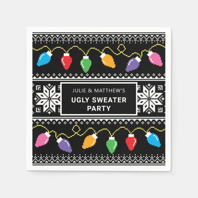 Ugly Sweater Christmas Party Personalized Napkin (Front)