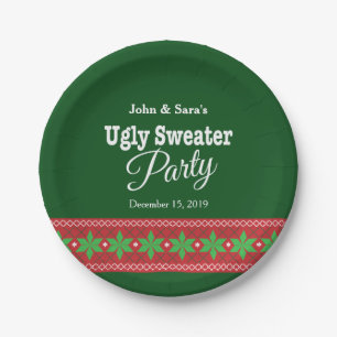Ugly Sweater Christmas Party, Personalized Paper Plate