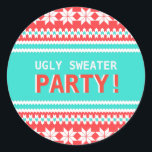 Ugly Sweater Christmas Party Sticker<br><div class="desc">This sticker is perfect for your Ugly Sweater / Tacky Sweater Party! Personalized with your own special text,  and use it for the party or event of your choice. Matching items including postage,  sticker,  poster,  paper napkins and more are also available in our shop. www.zazzle.com/specialoccasioncards</div>