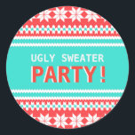 Ugly Sweater Christmas Party Sticker<br><div class="desc">This sticker is perfect for your Ugly Sweater / Tacky Sweater Party! Personalized with your own special text,  and use it for the party or event of your choice. Matching items including postage,  sticker,  poster,  paper napkins and more are also available in our shop. www.zazzle.com/specialoccasioncards</div>