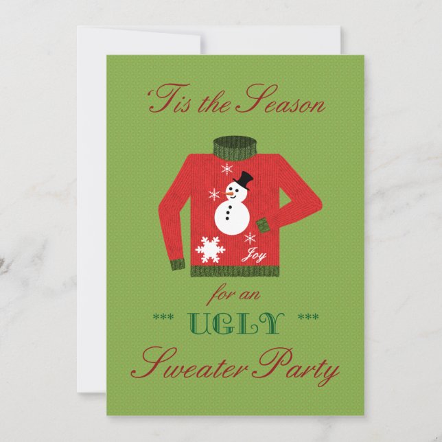 Ugly Sweater Christmas Party with Snowman Sweat Invitation (Front)
