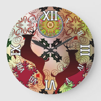 Ugly Sweater Christmas Reindeer Design Large Clock