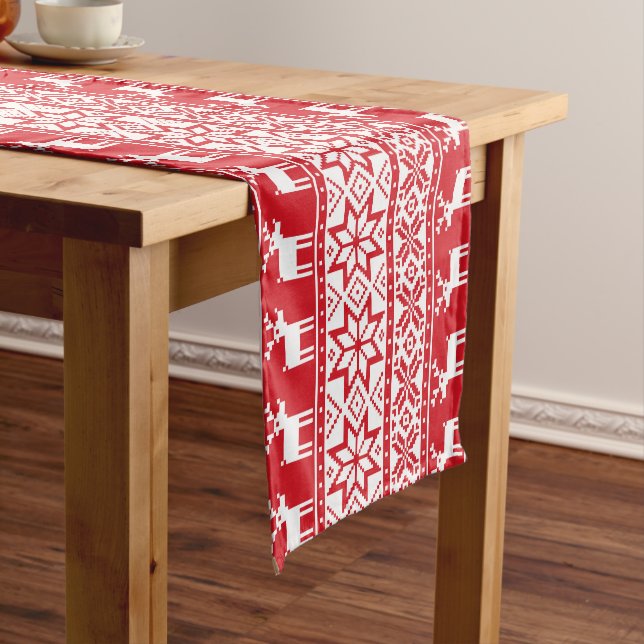 Ugly sweater Christmas reindeer table runner (In Situ)