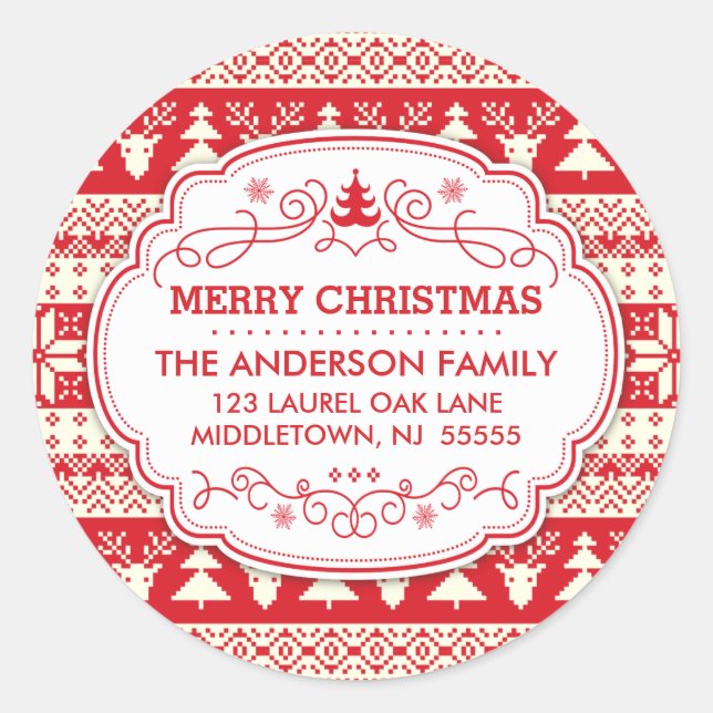 Ugly Sweater Christmas Return Address Label Seals (Front)