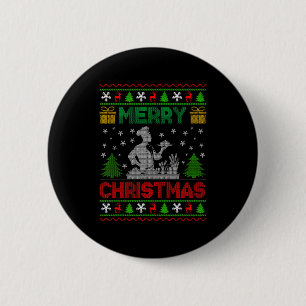 Ugly Sweater Christmas Tree Chef Cooking Job Pride 2 Inch Round Button