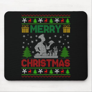 Ugly Sweater Christmas Tree Chef Cooking Job Pride Mouse Pad