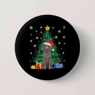 Ugly Sweater Christmas Tree Lights Weimaraner Dog  2 Inch Round Button