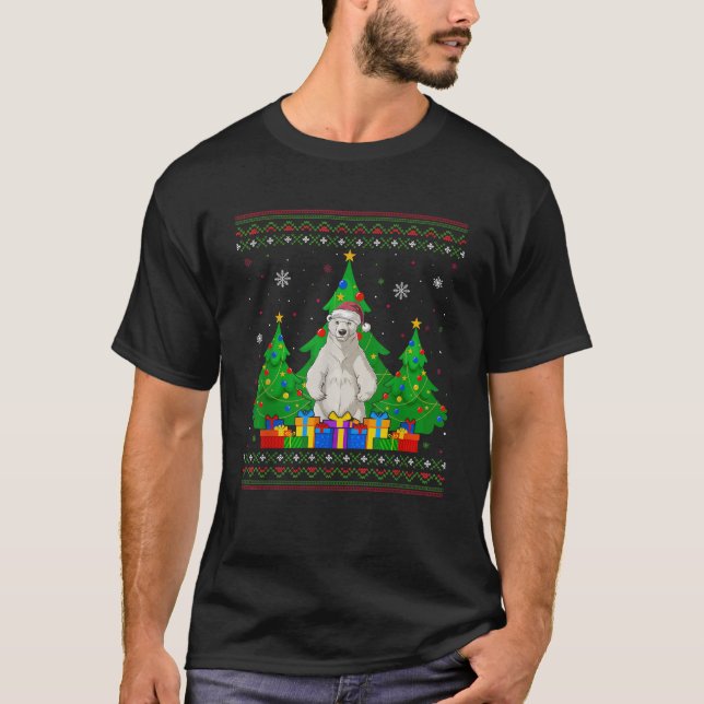 Ugly Sweater Christmas Tree Santa Hat Polar Bear X (Front)