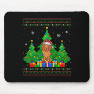 Ugly Sweater Christmas Tree Santa Hat Vizsla Dog X Mouse Pad