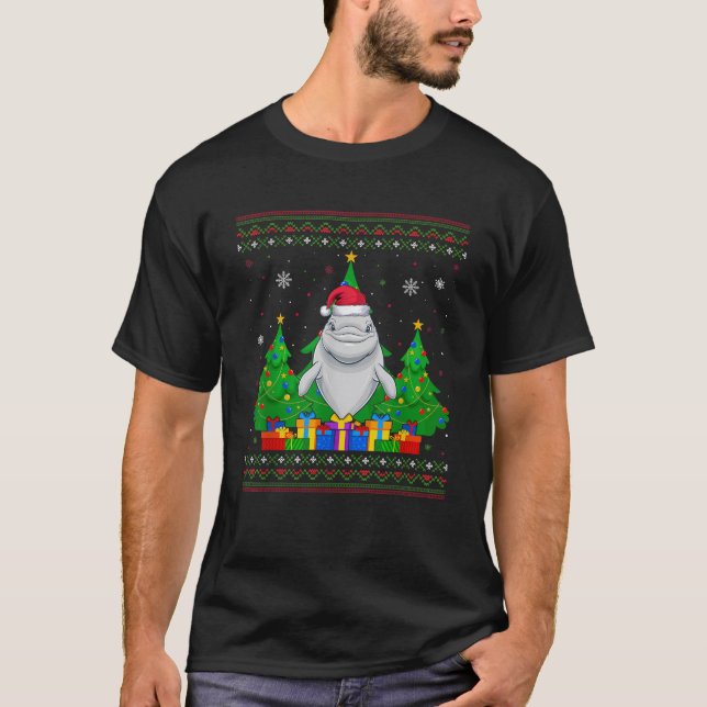 Ugly Sweater Christmas Tree Santa Hat Whale Shark  (Front)