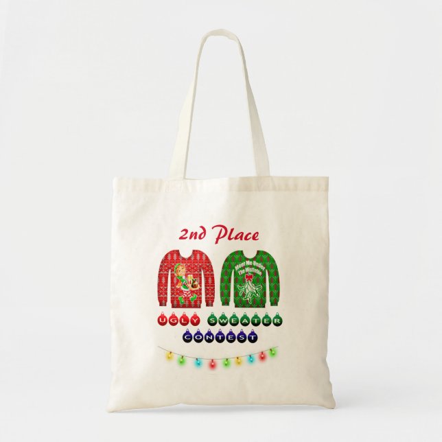 Ugly Sweater Contest 2nd Place Winner Award Prize Tote Bag (Front)