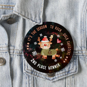  Ugly Sweater Contest 2nd Place Winner- Reindeer 4 Inch Round Button