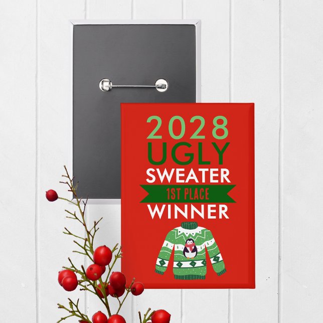 Ugly Sweater Contest Winner Award Prize Button (Ugly Christmas Sweater Holiday Competition Contest Prize Button for the Winner )