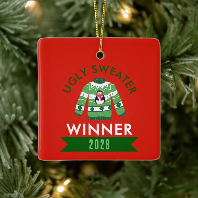 Ugly Sweater Contest Winner Award Prize Ceramic Ornament (Tree)