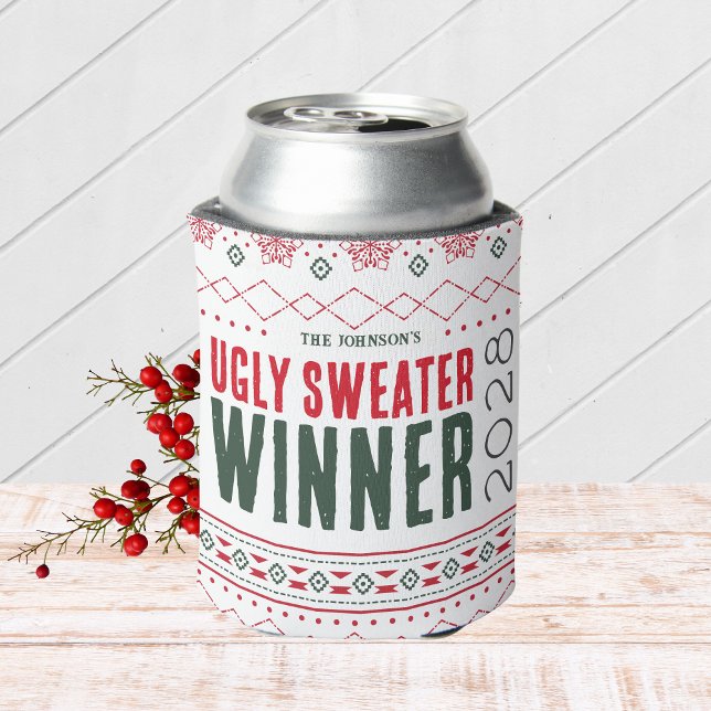 Ugly Sweater Contest Winner Prize  Can Cooler (Ugly Christmas Sweater Holiday Competition Contest Prize Can Cooler for the Winner )