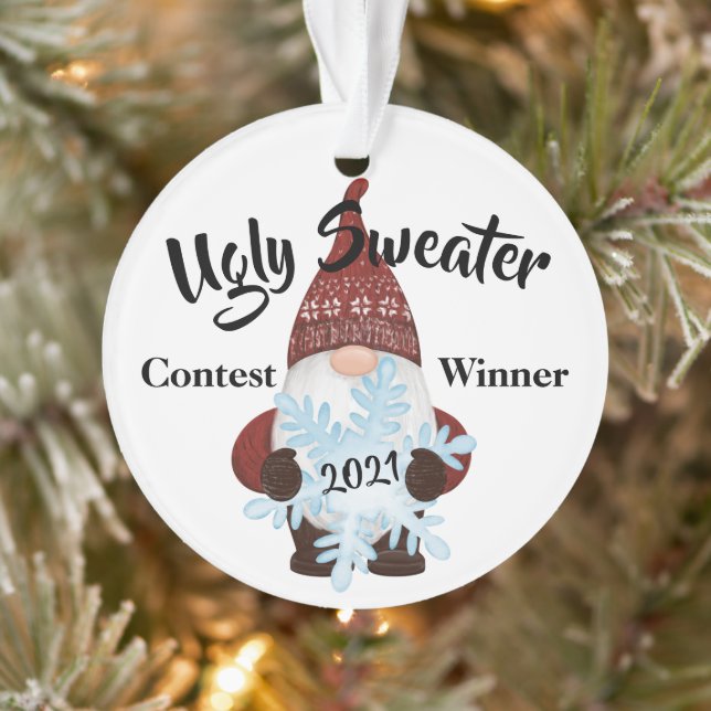 Ugly Sweater Contest Winner Prize Trophy Ornament (Tree)