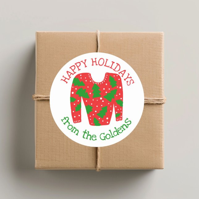 Ugly Sweater CUSTOM Holiday Christmas  Classic Round Sticker (Ugly Sweater CUSTOM Holiday Christmas Classic Round Sticker
)