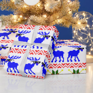 Ugly Sweater (Deal With It) Reindeer Christmas  Wrapping Paper