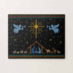Ugly Sweater Design Nativity Christian Religious Jigsaw Puzzle