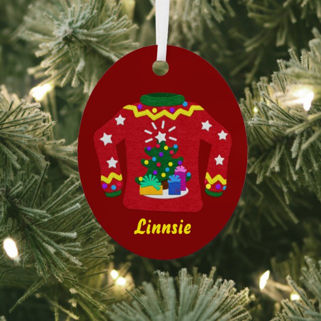 Ugly Sweater Felt Look Customize It Metal Ornament (Insitu)