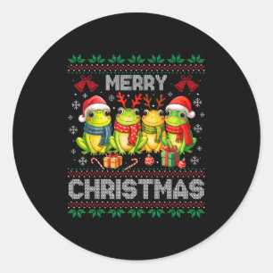 Ugly Sweater Frogs Santa Hat Reindeer Xmas Frog Lo Classic Round Sticker