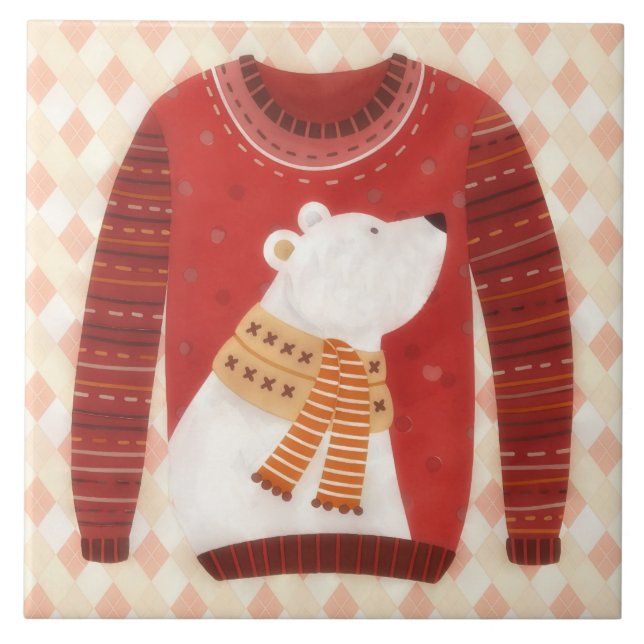 Ugly Sweater Fun Graphic Art Holiday Tile (Front)