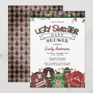 Ugly Sweater Gender Neutral Holiday Baby Shower Invitation
