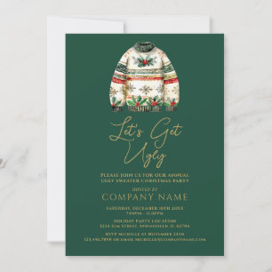 Ugly Sweater Green Christmas Corporate Party Invitation