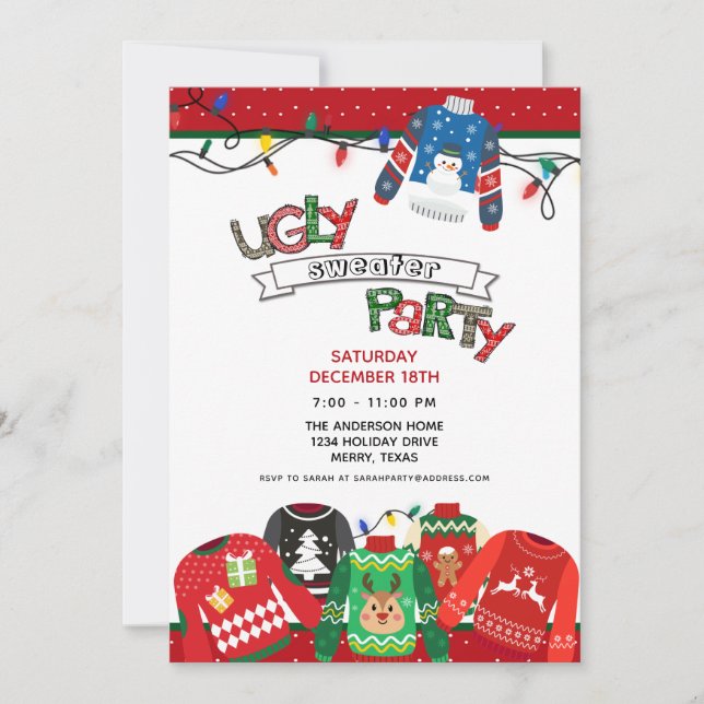 Ugly Sweater Holiday Party Invitation (Front)