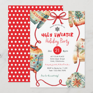 Ugly Sweater Holiday Party Watercolor Invitation