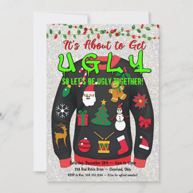 Ugly Sweater Invitations, Ugly Sweater Party Invitation (Front)