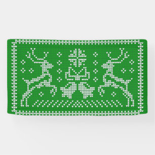 Ugly sweater jingle bells Christmas deers green  Banner
