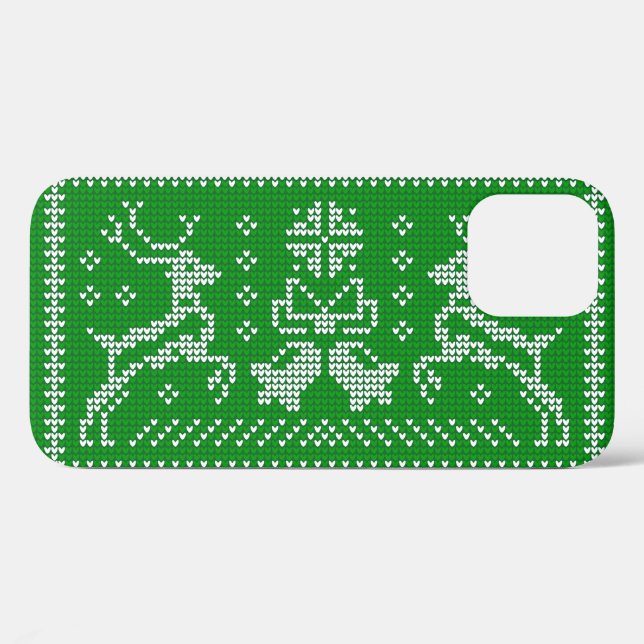 Ugly sweater jingle bells Christmas deers green Case-Mate iPhone Case (Back (Horizontal))